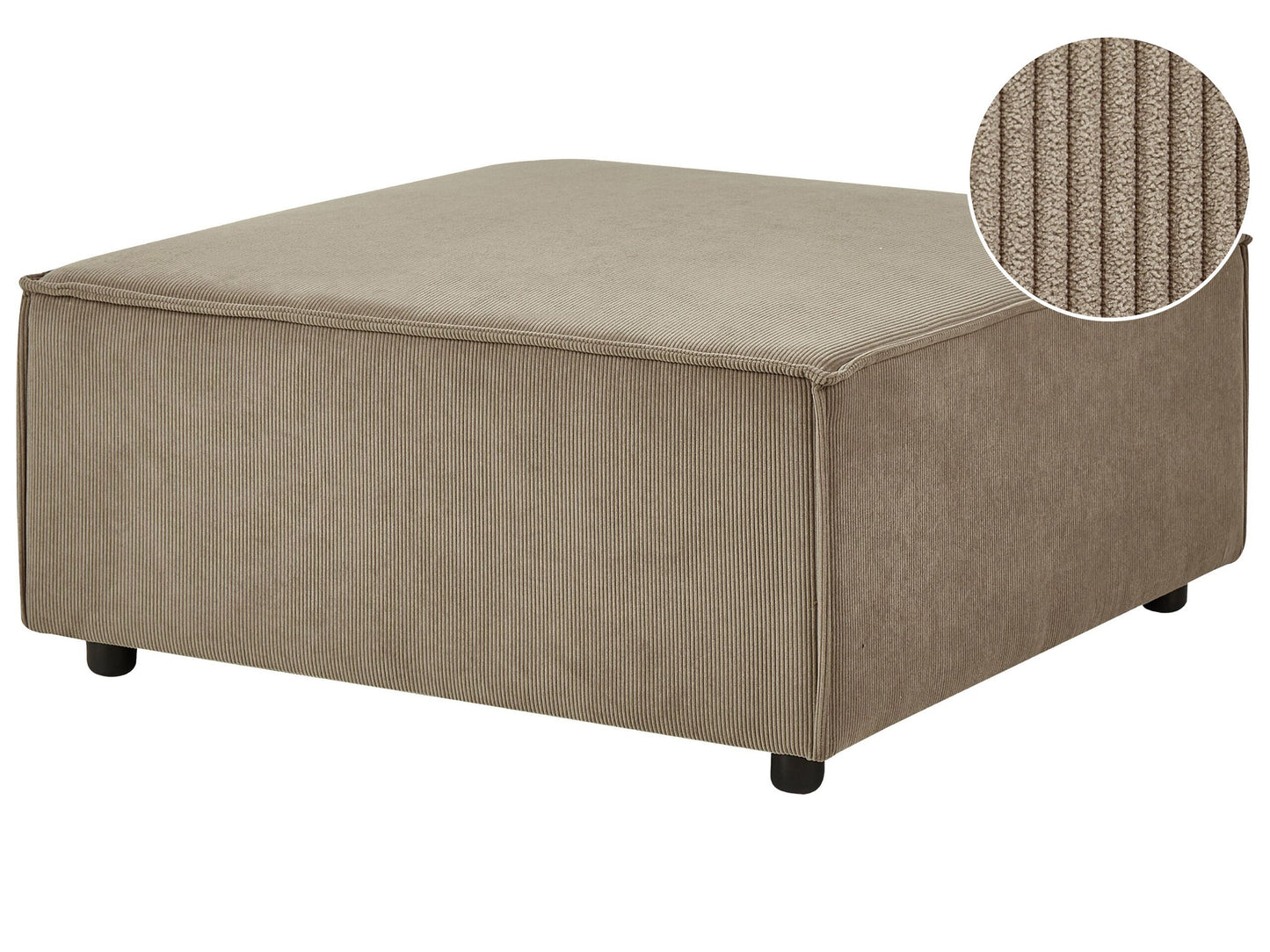 Ottomane Cord braun quadratisch 88 x 88 cm APRICA