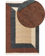 Teppich Jute mehrfarbig 200 x 300 cm geometrisches Muster Kurzflor ORTAKOY