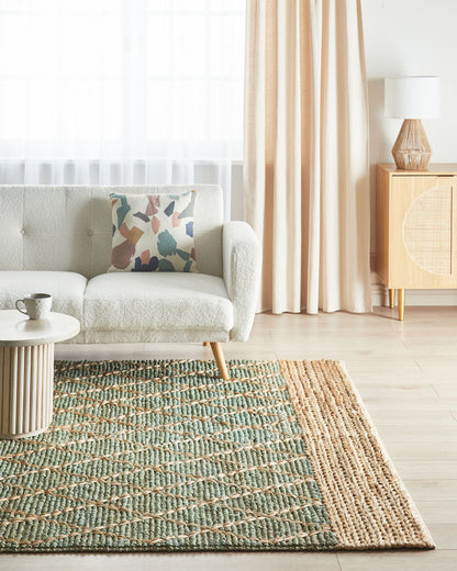 Teppich Jute grün / beige 200 x 300 cm geometrisches Muster Kurzflor TELLIKAYA