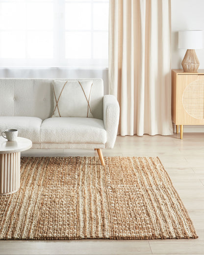 Teppich Jute beige 200 x 300 cm Streifenmuster Kurzflor KAMBERLI