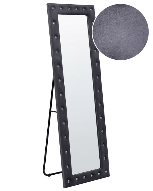 Standspiegel ANSOUIS 150 cm Samtstoff Dunkelgrau