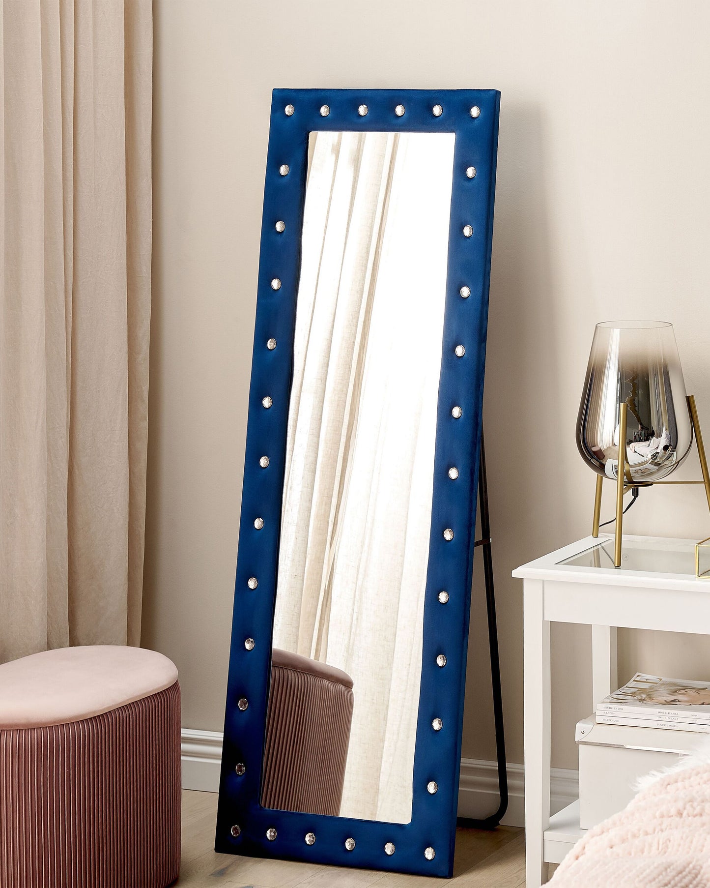 Standspiegel ANSOUIS 150 cm Samtstoff Marineblau