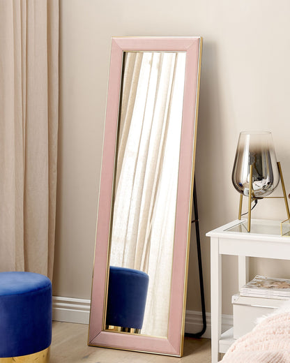 Standspiegel LAUTREC 150 cm Samtstoff Rosa