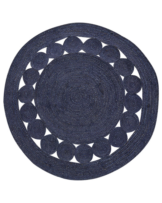 Teppich Jute dunkelblau ø 120 cm Kurzflor KOYUNLU