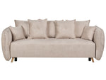 2-Sitzer Schlafsofa Samtstoff creme mit Stauraum VALLANES