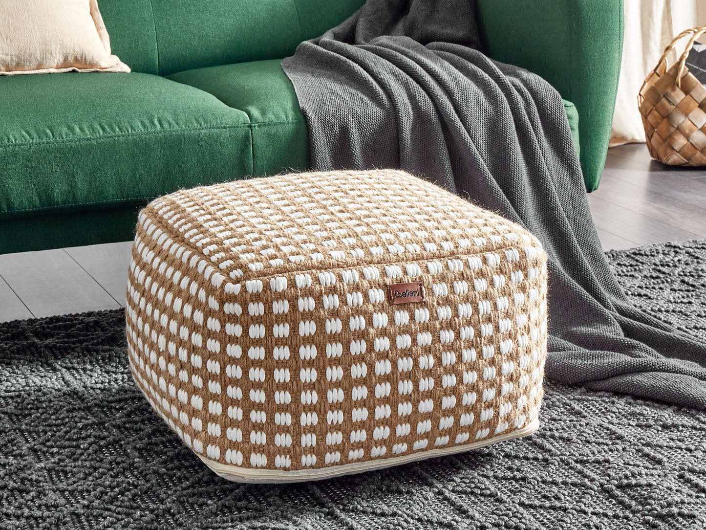 Pouf Baumwolle beige / weiss 50 x 50 x 30 cm CHILAR
