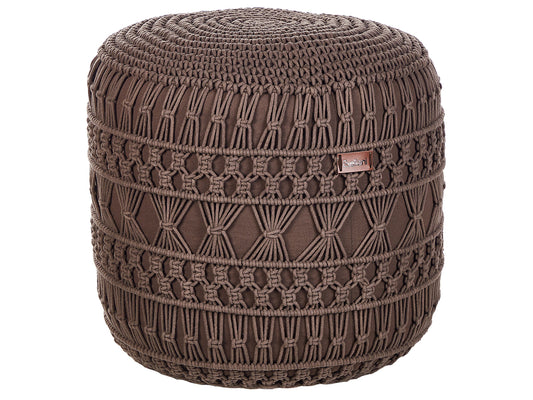Pouf Makramee Baumwolle braun ⌀ 45 cm THAKOT