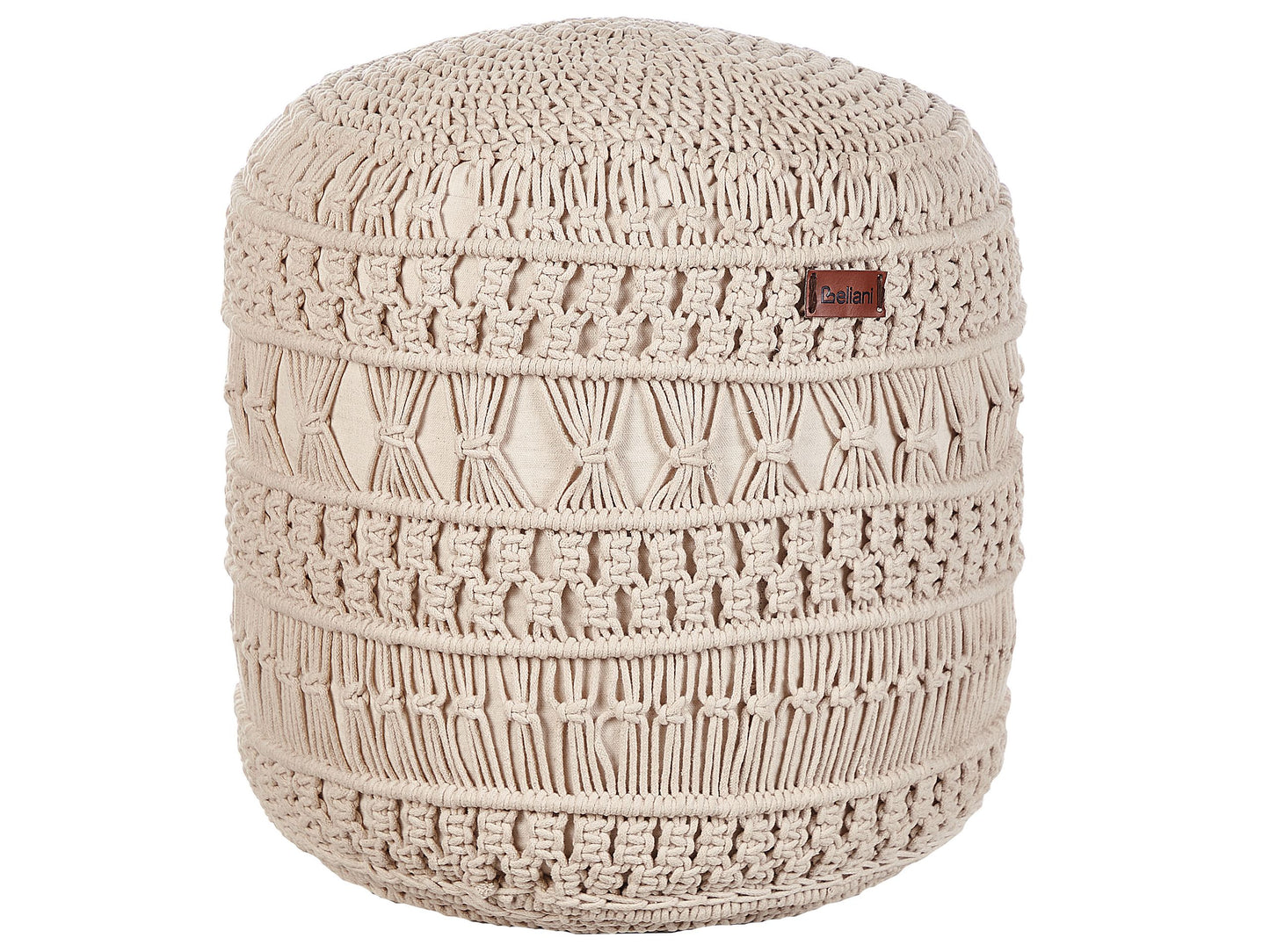 Pouf Makramee Baumwolle beige ⌀ 45 cm THAKOT