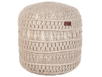 Pouf Makramee Baumwolle beige ⌀ 45 cm THAKOT