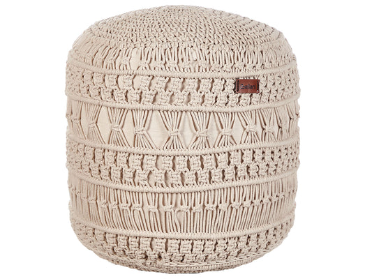 Pouf Makramee Baumwolle beige ⌀ 45 cm THAKOT