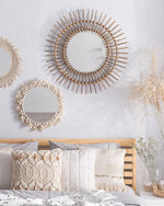 Wandspiegel STENEN 76 cm 76 cm Rattan Sandbeige