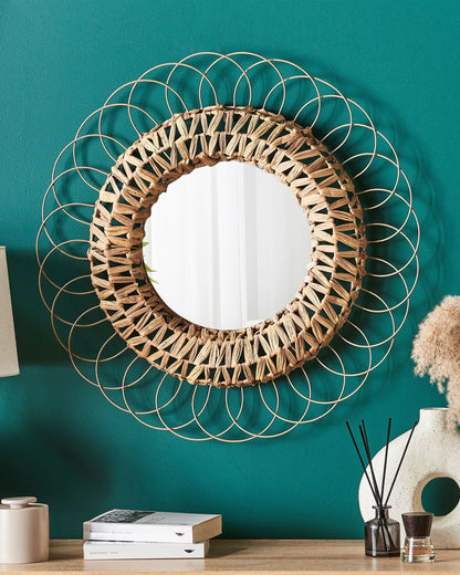 Wandspiegel PAMOL 67 cm 67 cm Geflecht Naturfarben