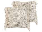 Dekokissen 2er Set PATTAN Baumwolle 45 x 45 cm Beige Geometrisches Muster