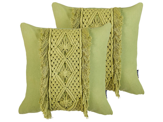 Dekokissen 2er Set KALAM Baumwolle 45 x 45 cm Grün Geometrisches Muster