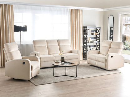 Sofa Set Samtstoff creme 6-Sitzer elektrisch verstellbar VERDAL