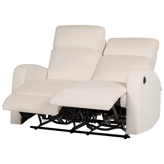 Sofa Set Samtstoff creme 6-Sitzer elektrisch verstellbar VERDAL