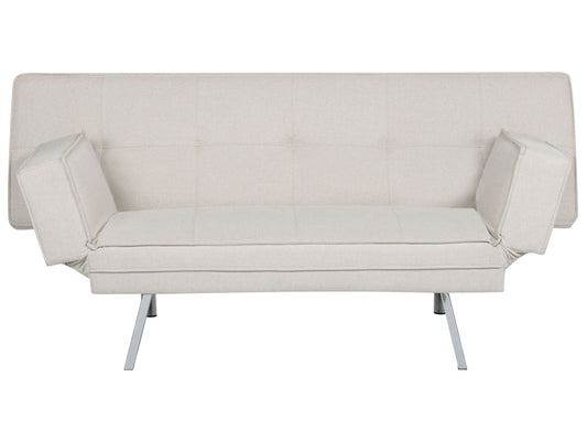 3-Sitzer Schlafsofa Leinenoptik beige / silber BRISTOL