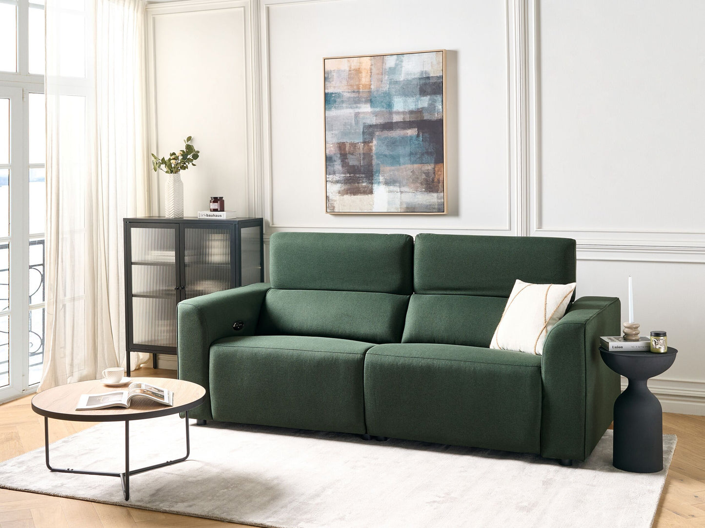 2-Sitzer Sofa dunkelgrün USB-Port elektrisch verstellbar ULVEN