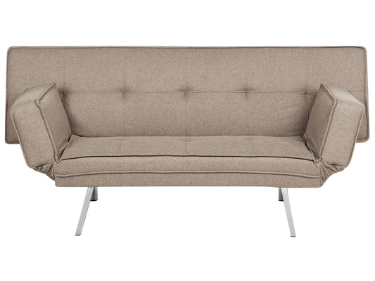 3-Sitzer Schlafsofa Leinenoptik braun / silber BRISTOL