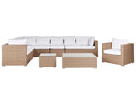 Lounge Set mit Tisch 8-Sitzer XXL rechtsseitig modular Polyrattan Sandbeige