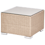 Lounge Set mit Tisch 8-Sitzer XXL rechtsseitig modular Polyrattan Sandbeige