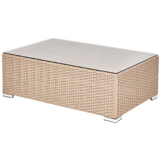 Lounge Set mit Tisch 8-Sitzer XXL rechtsseitig modular Polyrattan Sandbeige
