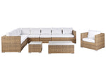 Lounge Set mit Tisch 8-Sitzer XXL rechtsseitig modular Polyrattan Hellbraun