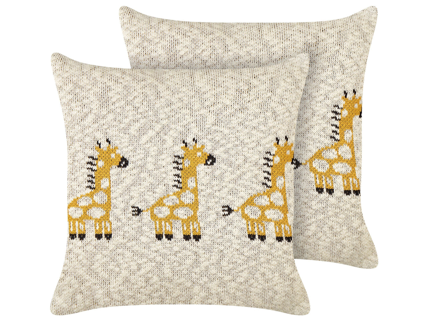 Kinder Dekokissen Giraffenmotiv Baumwolle beige 45 x 45 cm 2er Set CHILARI