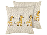Kinder Dekokissen Giraffenmotiv Baumwolle beige 45 x 45 cm 2er Set CHILARI