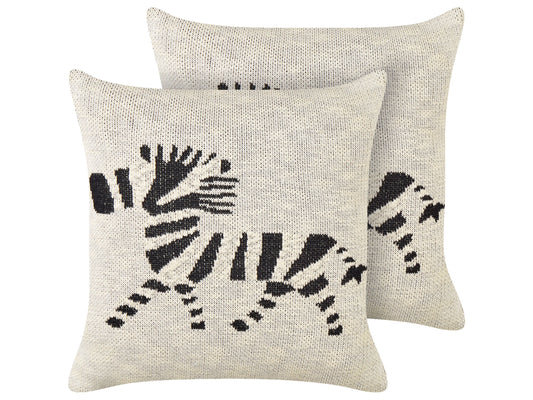 Dekokissen Zebramuster Baumwolle beige 45 x 45 cm 2er Set JABORI