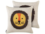 Dekokissen Baumwolle Löwenmotiv beige 45 x 45 cm 2er Set SARANGAR