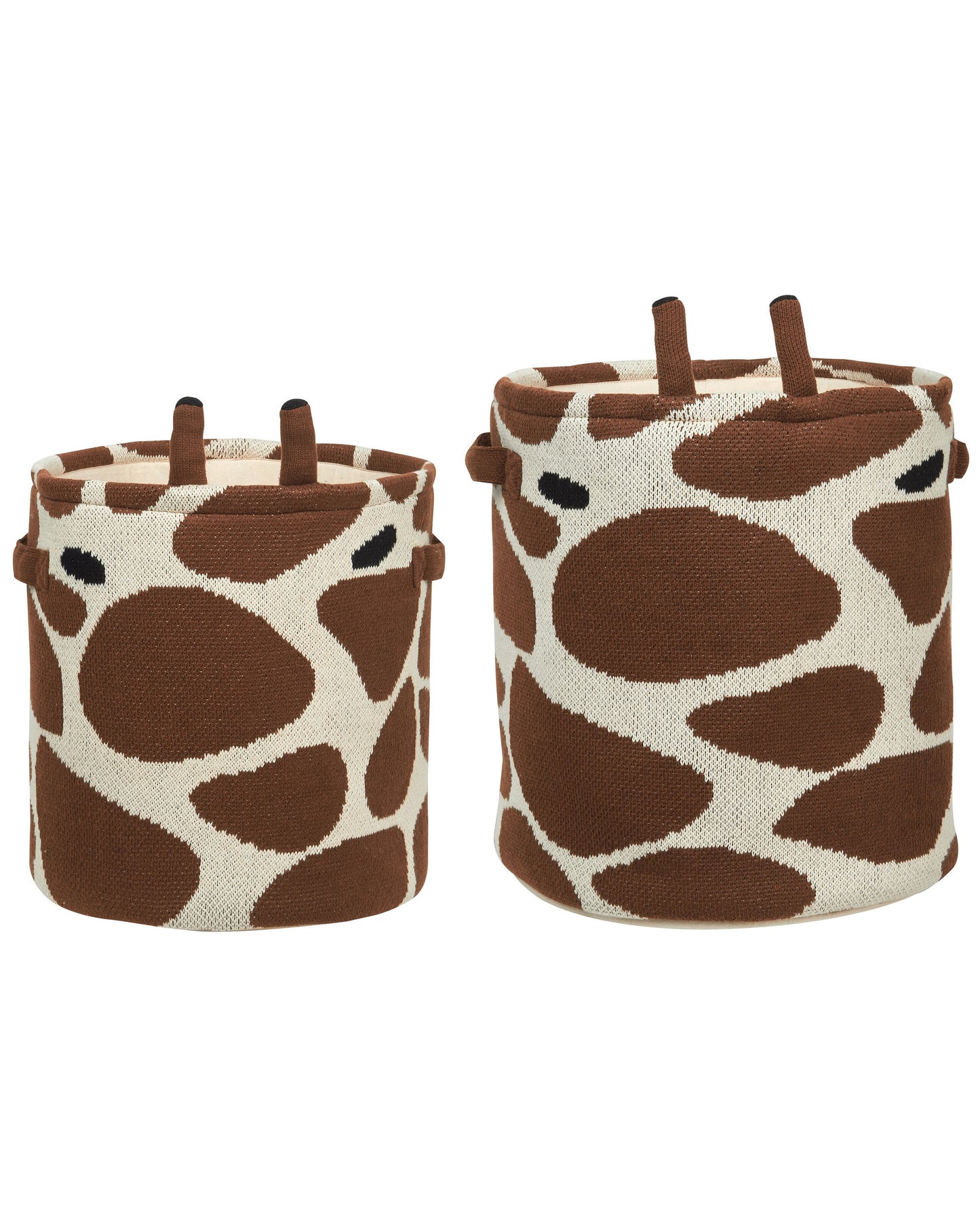 Textilkorb Baumwolle beige / braun Giraffenmotiv 2er Set POMANG