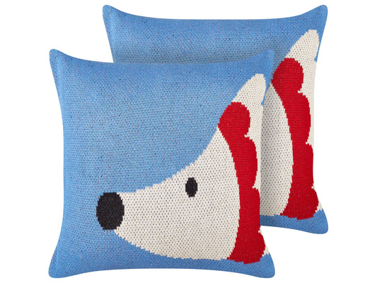 Kissen 2er Set PASHOT Baumwolle 45 x 45 cm Für Kinder Tiermuster Blau