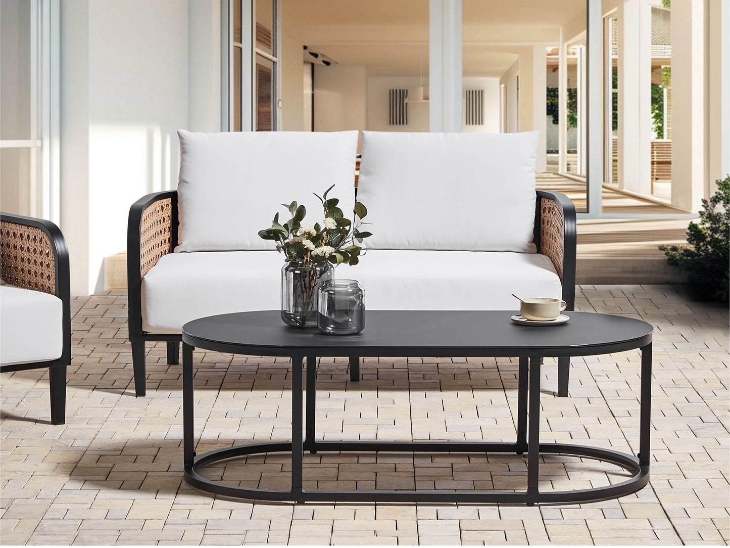 Lounge Set mit Tisch 2-Sitzer MONTEFALCO Metall Weiss