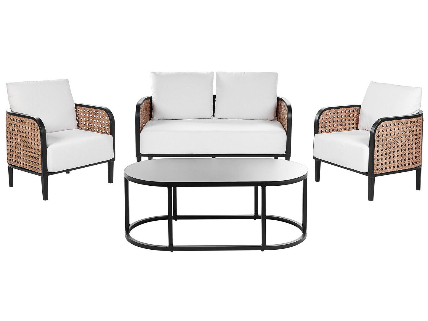 Lounge Set mit Tisch 4-Sitzer MONTEFALCO Metall Weiss