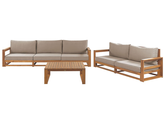 Lounge Set mit Tisch 5-Sitzer TIMOR modular zertifiziertes Akazienholz Hellbraun