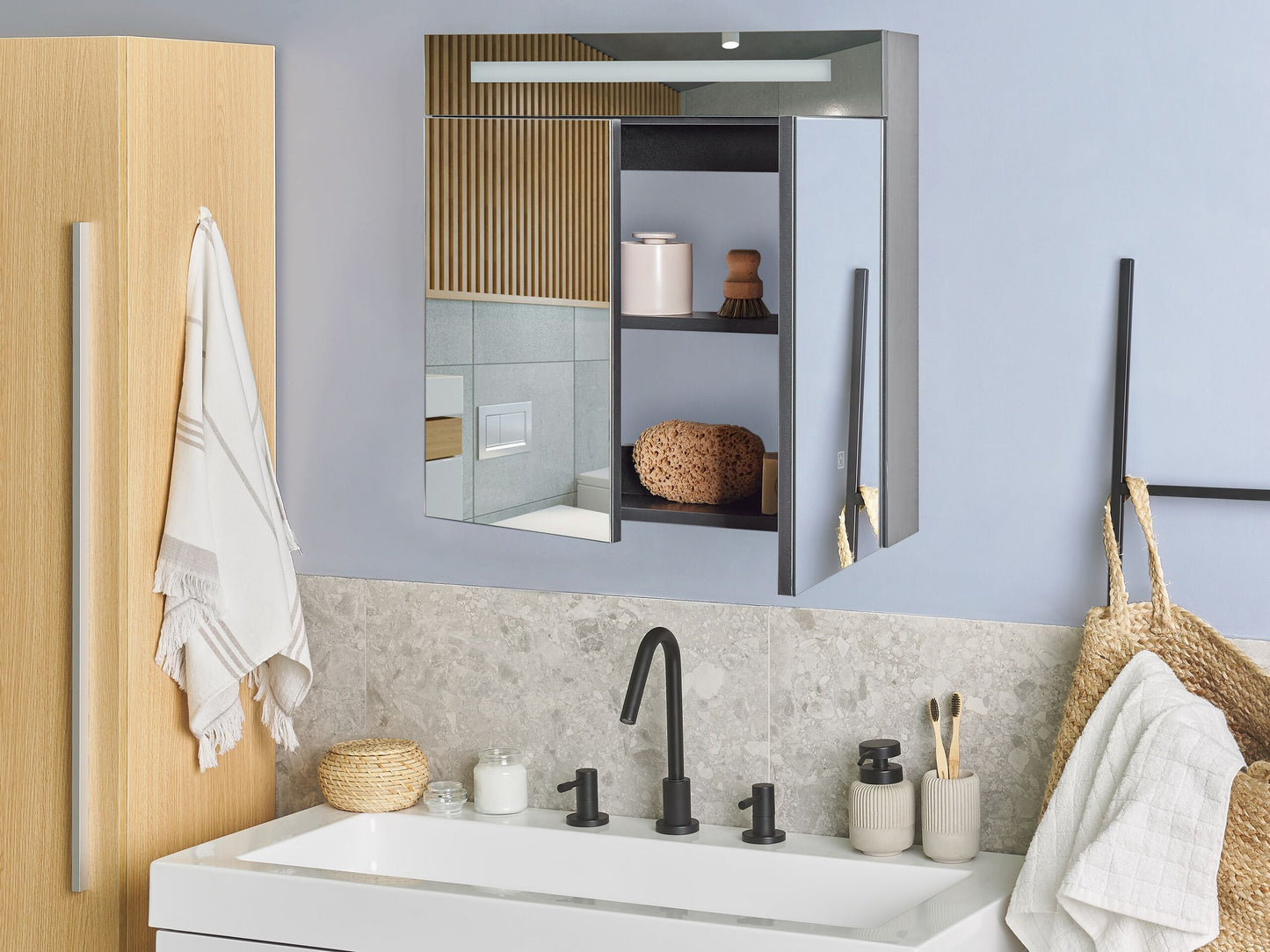 Bad-Spiegelschrank LED JARAMILLO 60 cm 60 cm Schwarz
