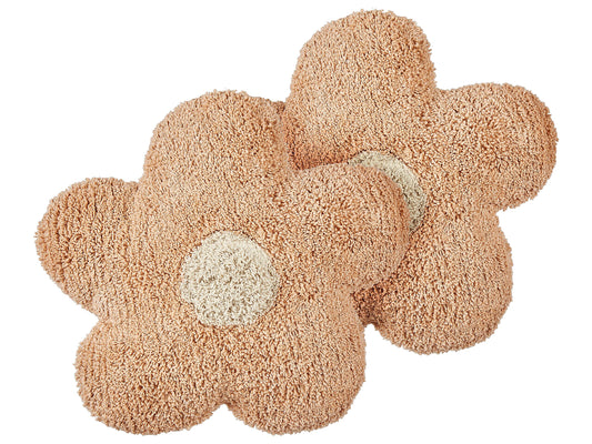 Dekokissen Baumwolle Blumenform pfirsichrosa 30 x 30 cm 2er Set SORREL