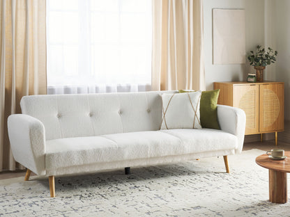 3-Sitzer Schlafsofa Bouclé cremeweiss verstellbar FLORLI
