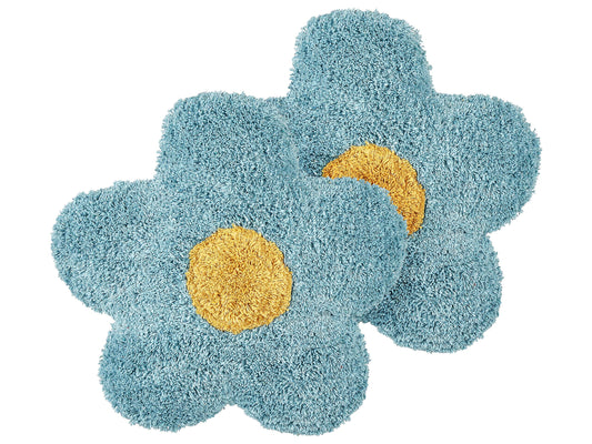 Dekokissen Baumwolle Blumenform blau 30 x 30 cm 2er Set SORREL