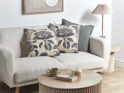 Dekokissen 2er Set ROSEMARY Baumwolle 45 x 45 cm Grau Blumenmuster