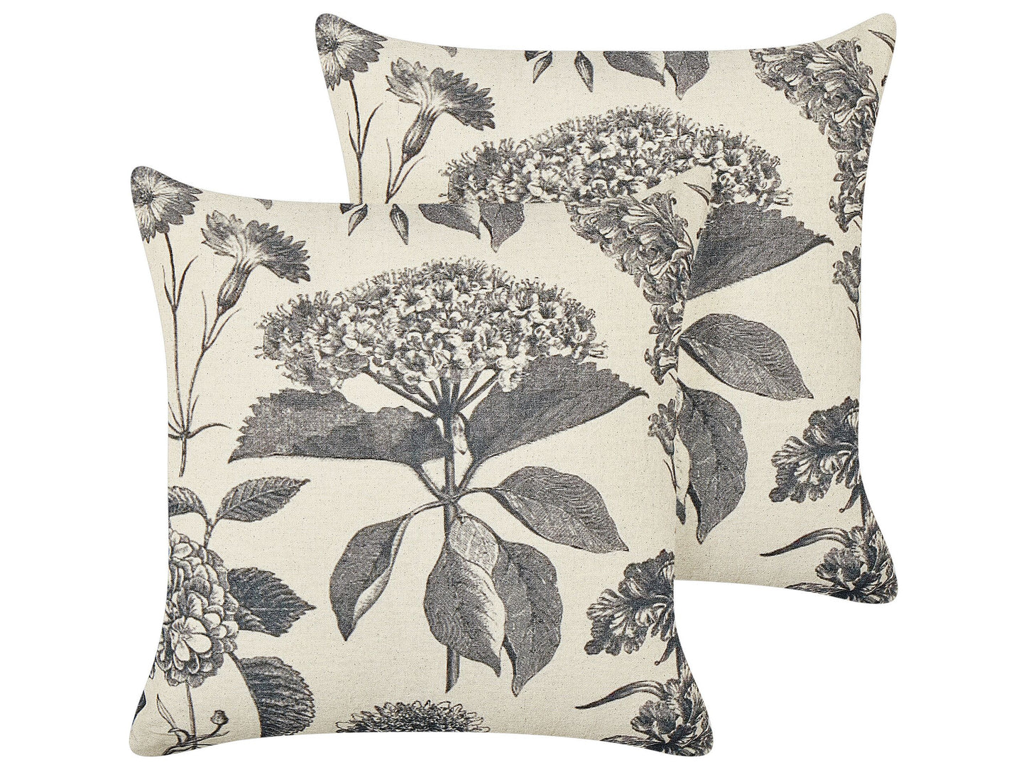 Dekokissen 2er Set ROSEMARY Baumwolle 45 x 45 cm Grau Blumenmuster