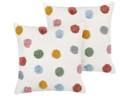 Dekokissen Punktemuster Baumwolle mehrfarbig 45 x 45 cm 2er Set WALLFLOWER
