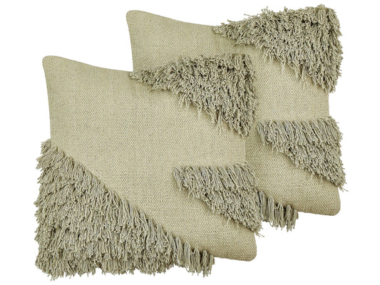 Dekokissen 2er Set SOURWOOD Baumwolle 45 x 45 cm Hellgrün Geometrisches Muster