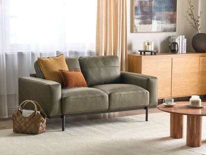 2-Sitzer Sofa Stoff grün Lederoptik SOVIK
