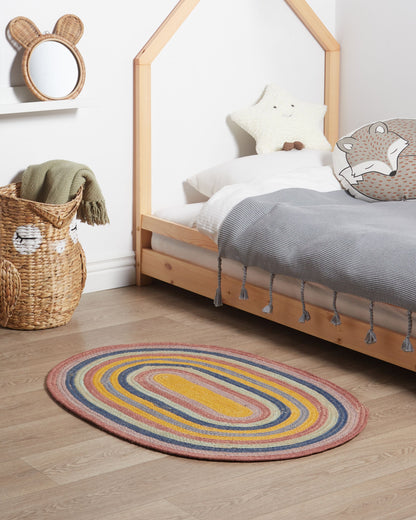 Teppich Jute mehrfarbig 70 x 100 cm Streifenmuster Kurzflor PEREWI