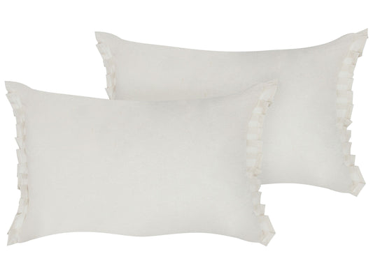 Dekokissen 2er Set SASSAFRAS Leinen 30 x 45 cm Cremeweiss Ohne Muster