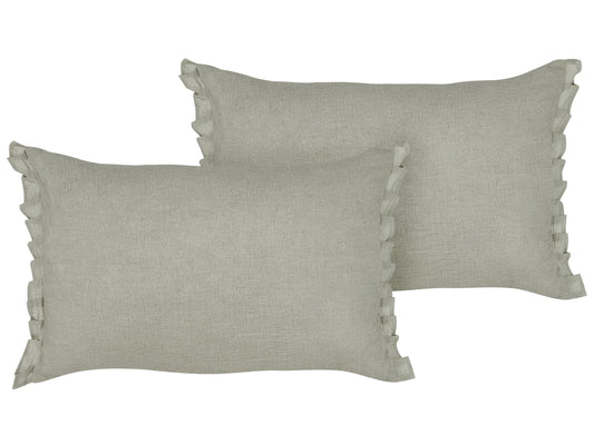 Dekokissen 2er Set SASSAFRAS Leinen 30 x 45 cm Hellgrau Ohne Muster