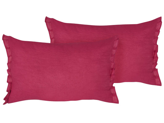 Dekokissen 2er Set SASSAFRAS Leinen 30 x 45 cm Burgunderrot Ohne Muster