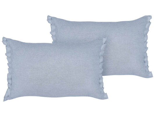 Dekokissen 2er Set SASSAFRAS Leinen 30 x 45 cm Hellblau Ohne Muster
